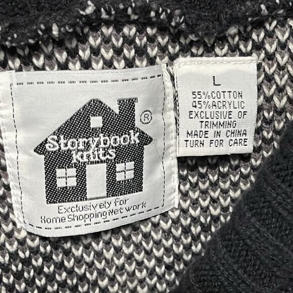 Storybook Knits Button Front Cardigan Sz L Embroidered Cottagecore Granny - Picture 4 of 5